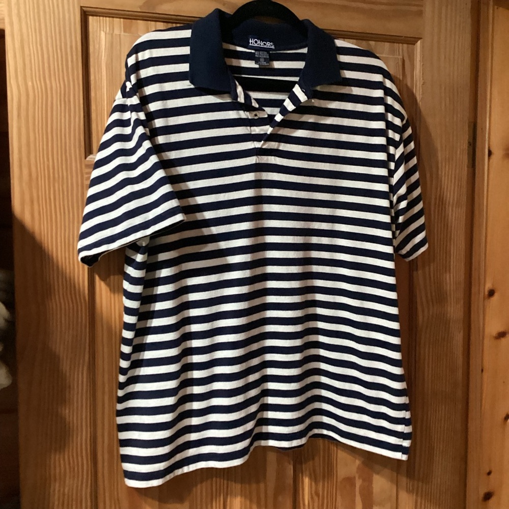 Honors Men’s polo shirt with black and off white stripes